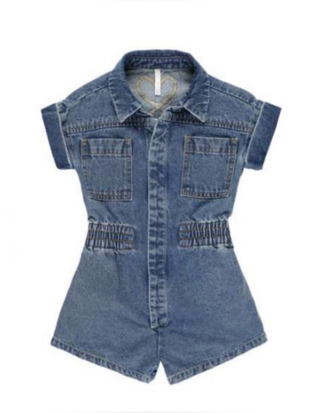 Rylee + Cru Utility Romper Indigo Denim Girls 6-7